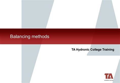 The TA Balance Method